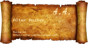 Alter Aszter névjegykártya